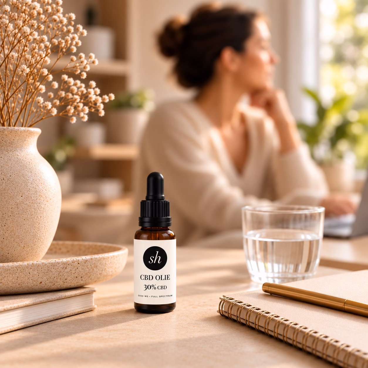 CBD olie 30% full spectrum op werkplek