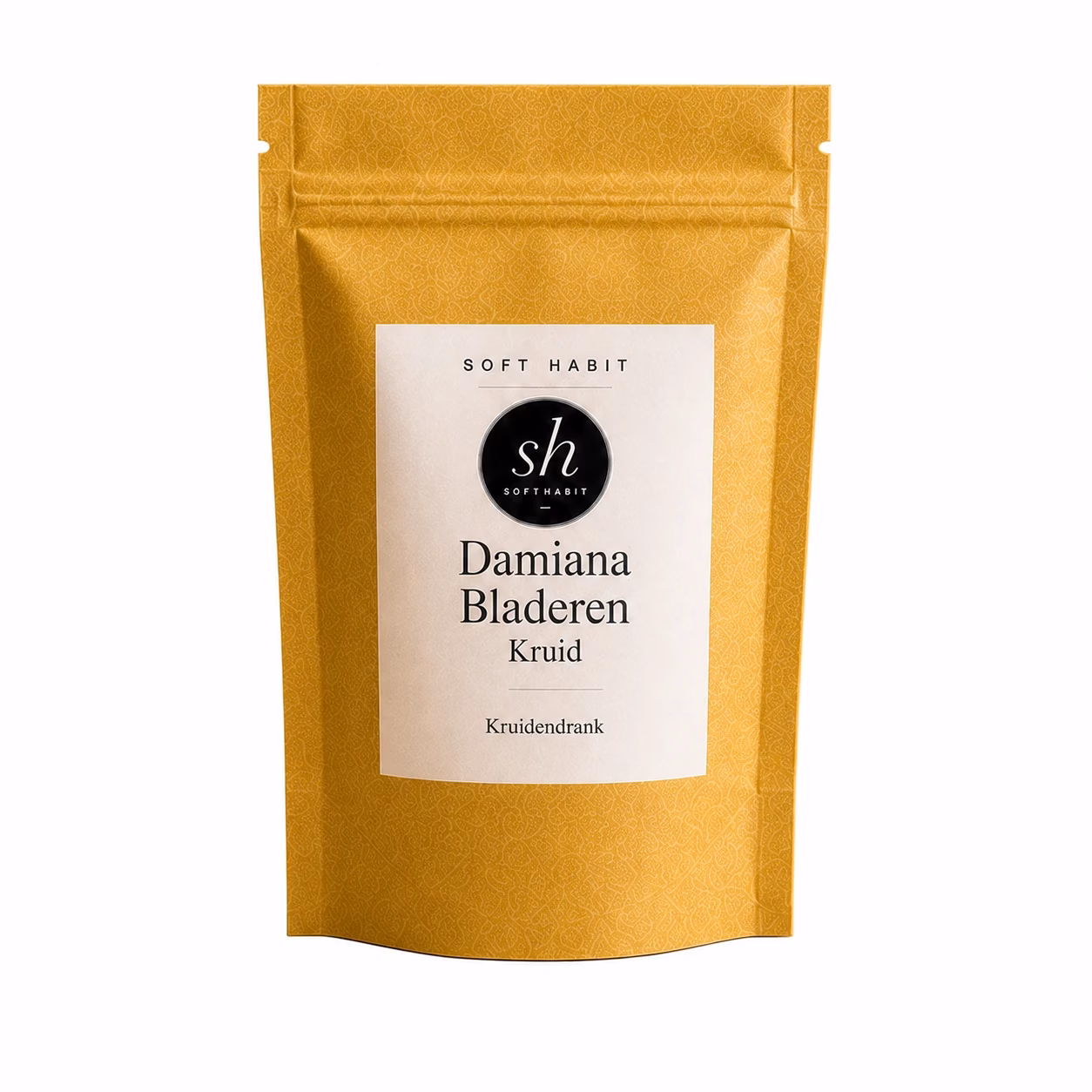 Soft Habit Damiana Bladeren 250 g op een witte achtergrond