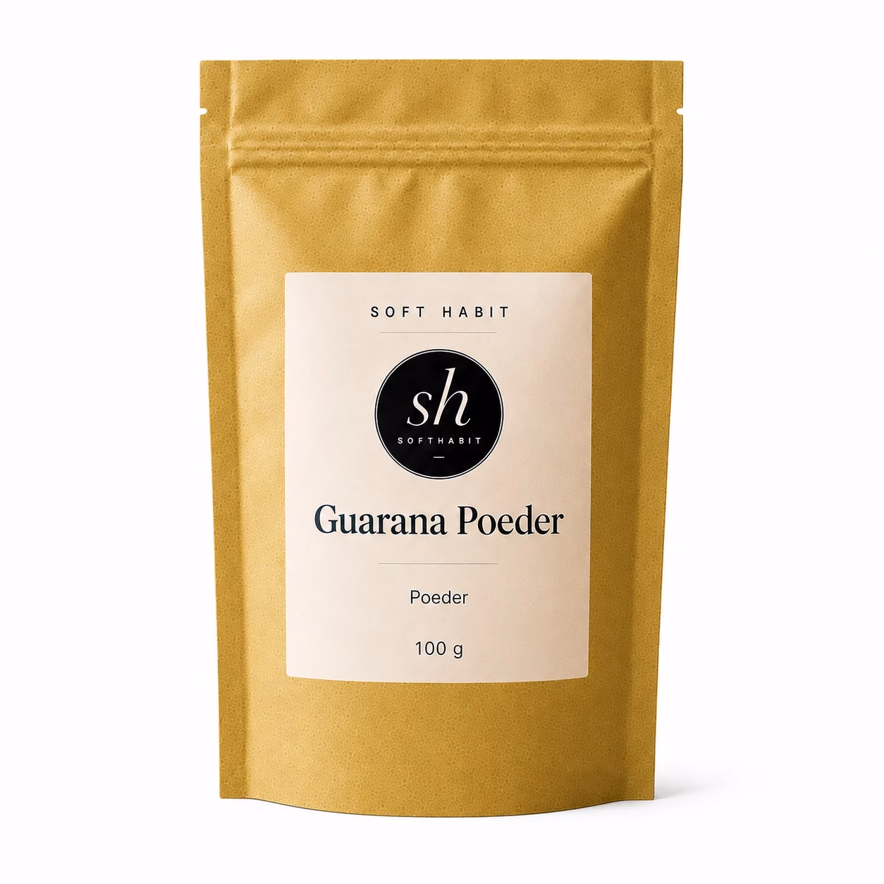 Soft Habit Guarana Poeder op een witte achtergrond