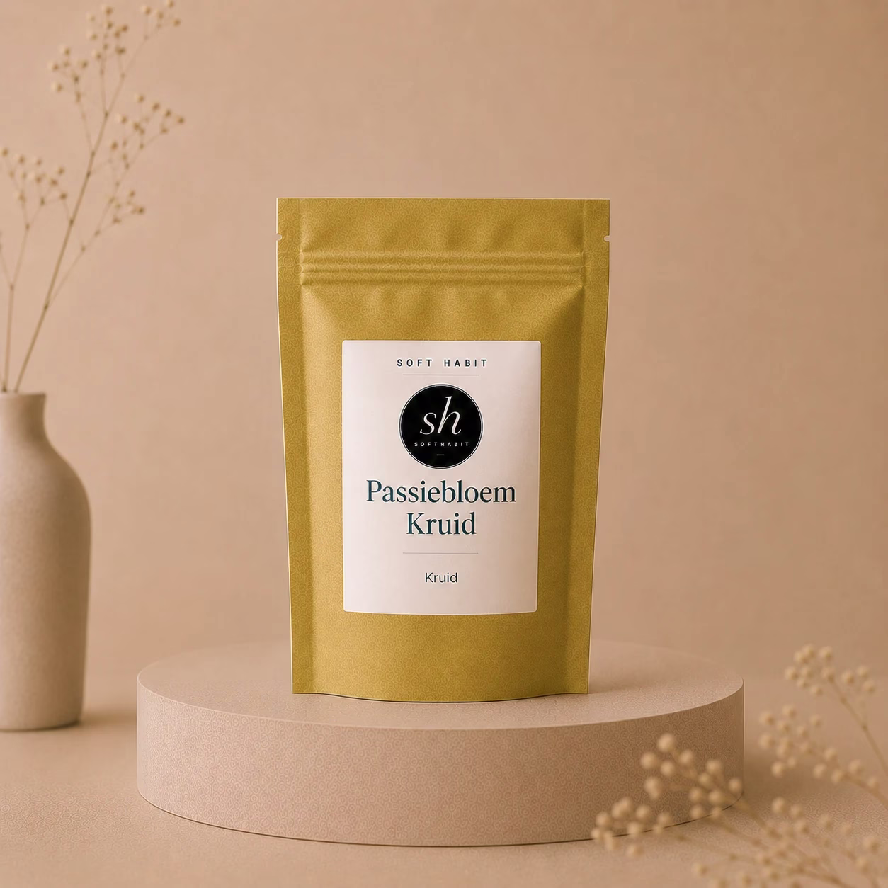 Passiebloem Kruid van Soft Habit op een plateau