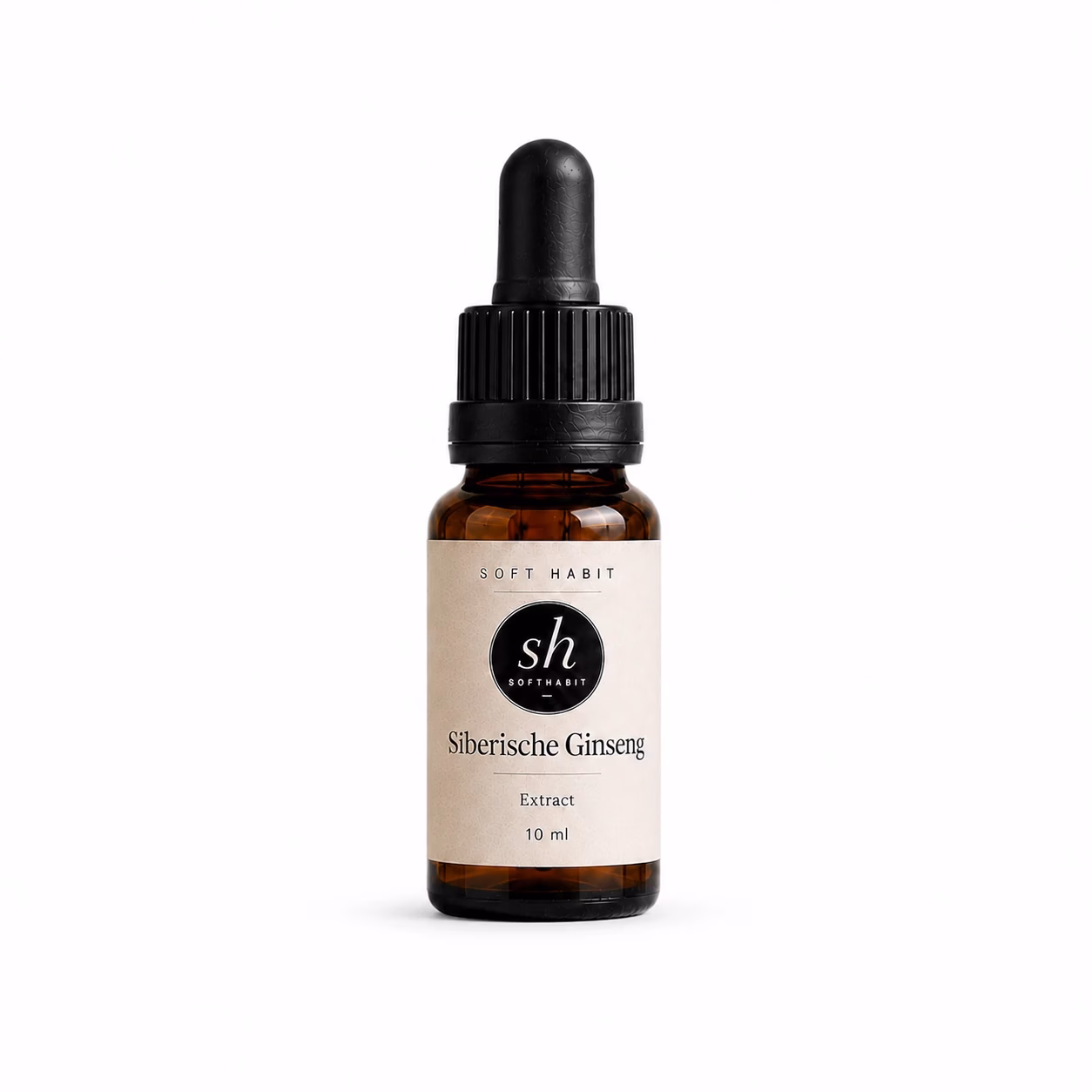 Soft Habit Siberische Ginseng Extract 10 ml op een witte achtergrond